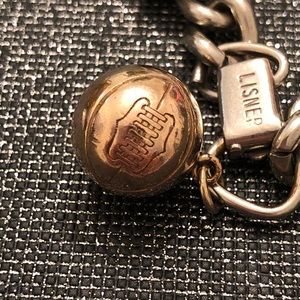 Vintage Lisner silver tone bracelet with gold filled basketball charm